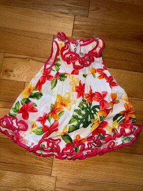 Girls' Floral Ruffle Sundress - White with Pink & Yellow